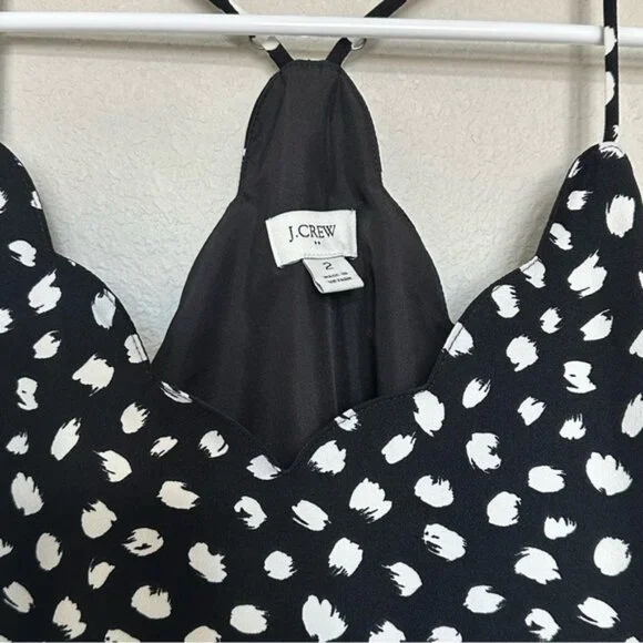 J.‎ Crew Womens Scalloped Edge Cami Tank Top Sleeveless Adjustable Black Size 2 - Picture 4 of 7